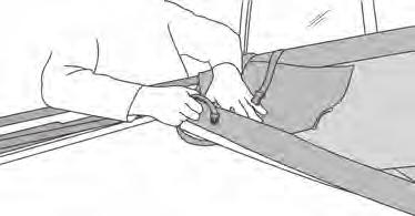 Wrap the straps around the bows and hook the plastic strip on the end of the strap into the channel in the