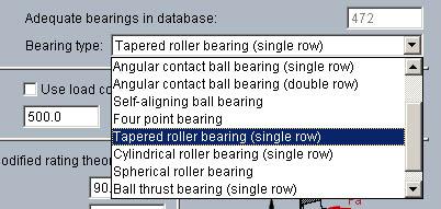 Select the bearing type `Tapered roller bearing (single row)'. Figure 5: Tapered roller bearing (single row) The specication of bearing load Now enter the values for the bearing load.