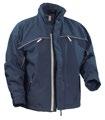 The jacket comes with two separate hoods, one fluorescent and one navy, both adjustable in size 100% nylon