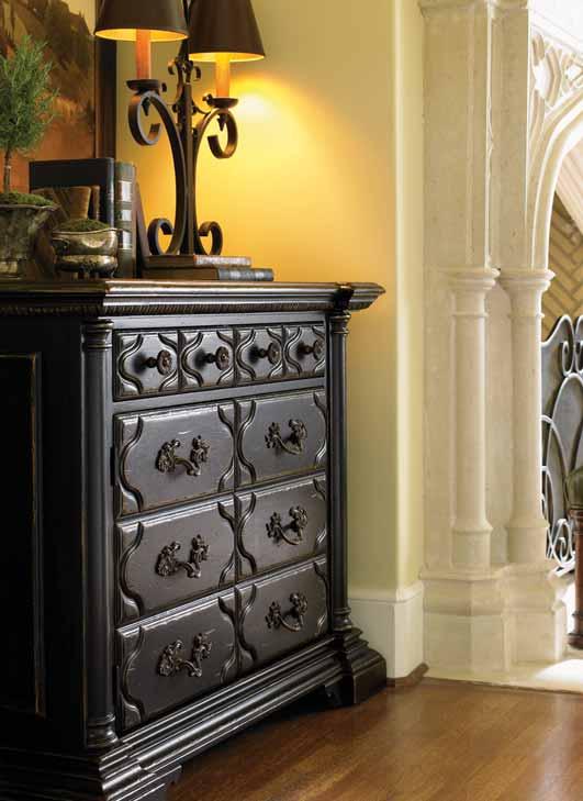 The Laguna Console Table, shown on the opposite page, is a testimony to the skill of master artisans, with intricate designs carved in
