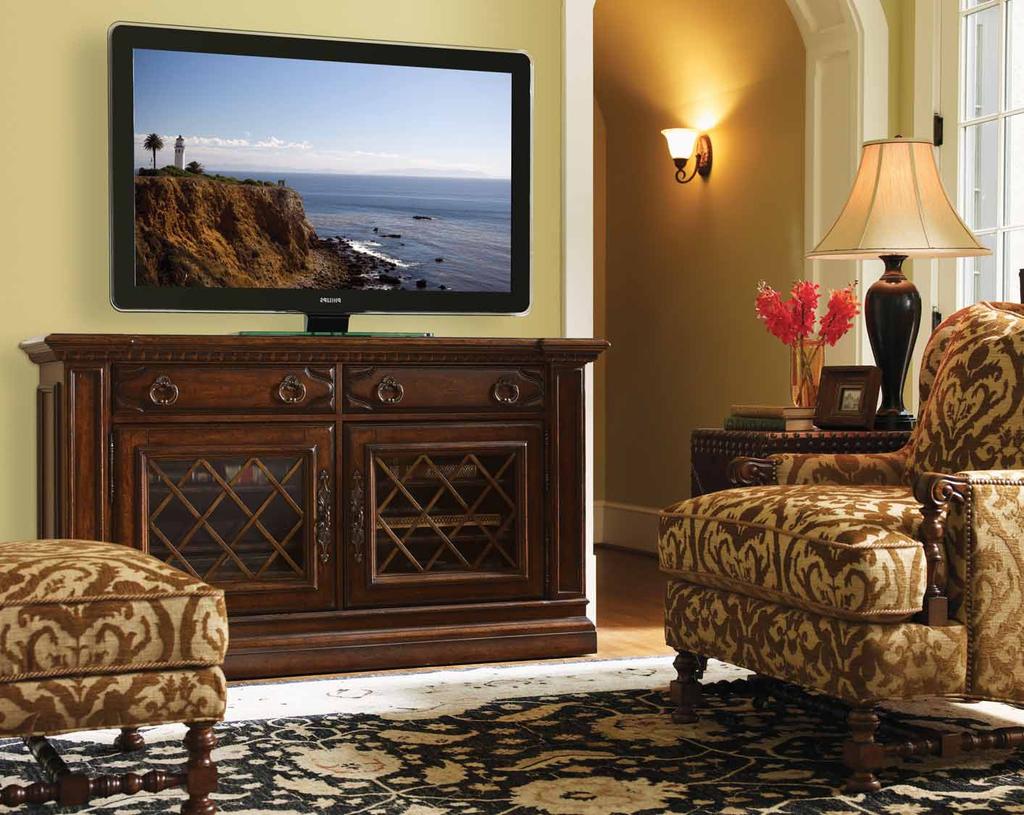 The Catalina Entertainment Console features both form and function. Glass doors provide remote access for your electronic components.