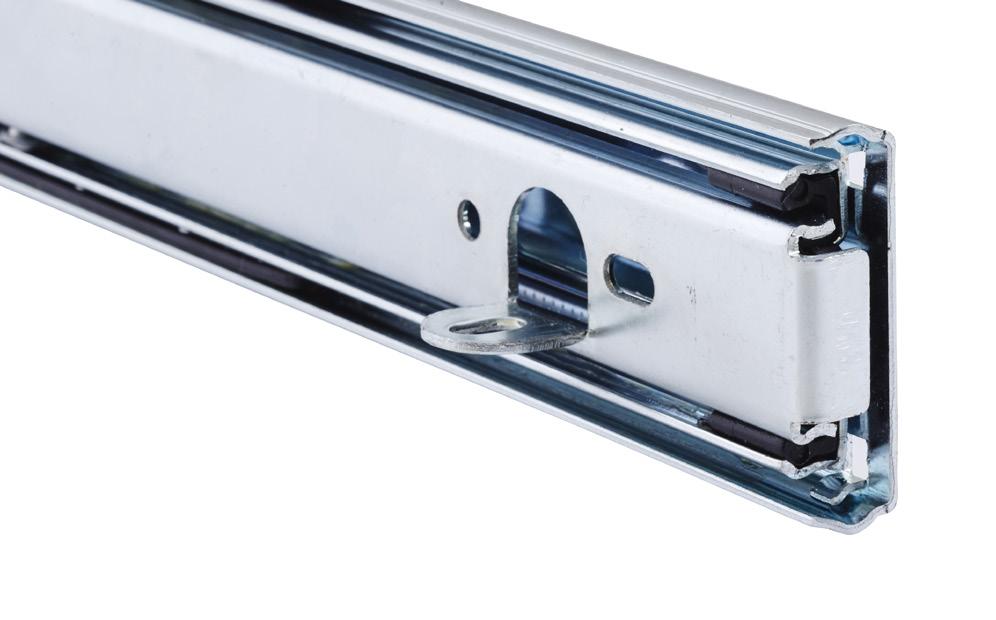 3 Ball Bearing Slide 40kg - Bottom Mount Soft Close 50,000 life cycle guaranteed under correct installation and normal usage With tabs for bottom mounting Drawer profile features an easy-to-operate
