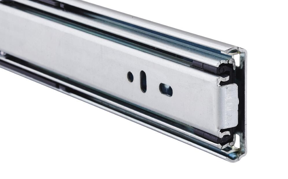 6 Non Soft Close Full Extension Ball Bearing Slide 45kg - Side Mount Non Soft Close Drawer profile features an easy-to-operate drawer removal lever Drawer slide is non-handed System 32 compatible