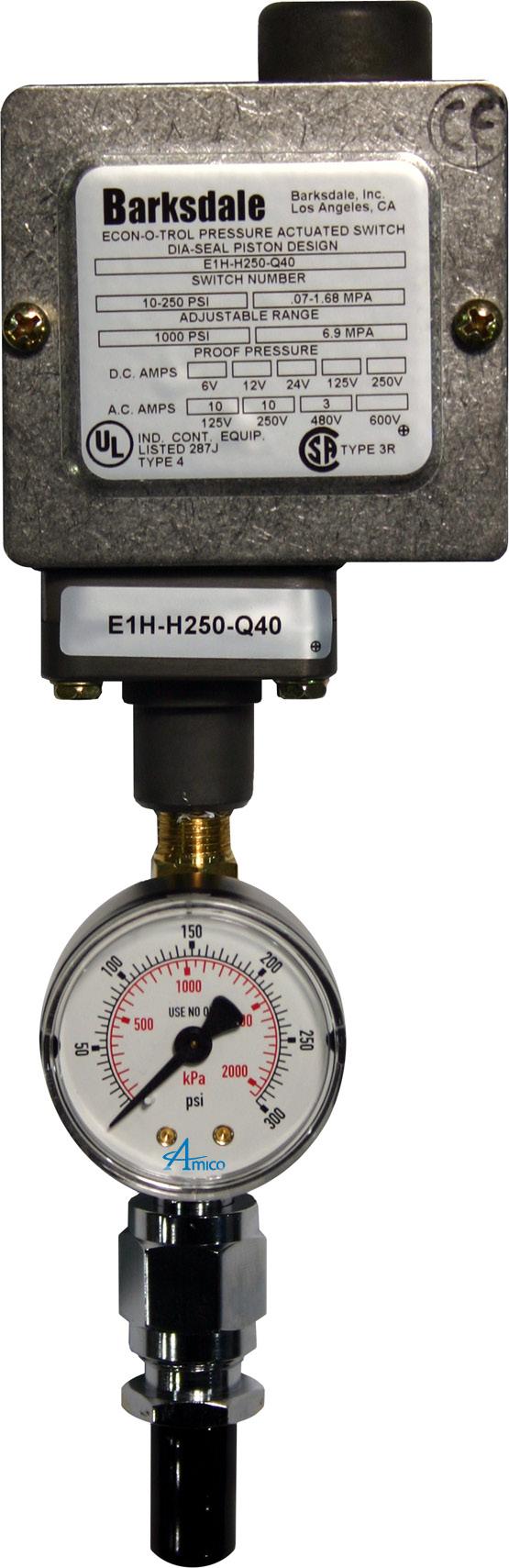 Pressure Switch With Gauge For Nitrogen / Air and Oxygen Reserve General Specifications: Pressure switch with gauge assembly for the medical gas alarm system shall incorporate a U.L.