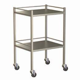 12 Stainless Steel Instrument Trolleys With Bottom Shelf & Rails CODE: 116701 SIZE: 490 (L) x 490 (W) x 900mm (H) CODE: 116703