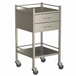Two Drawer Instrument Trolleys With Bottom Shelf With Rails