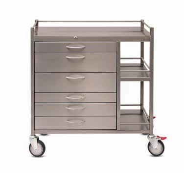 CLINICAL FURNITURE MULTI DRAWER TROLLEY 4 Drawers 100mm