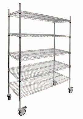 CLINICAL FURNITURE CHROME WIRE TROLLEY KIT 5 shelves CODE: 137853 SIZE: 530 (L) x 1220 (W) x 1740mm (H) CHROME WIRE TROLLEY KIT 5 shelves CODE: 137854 SIZE: 530 (L) x 1520 (W) x