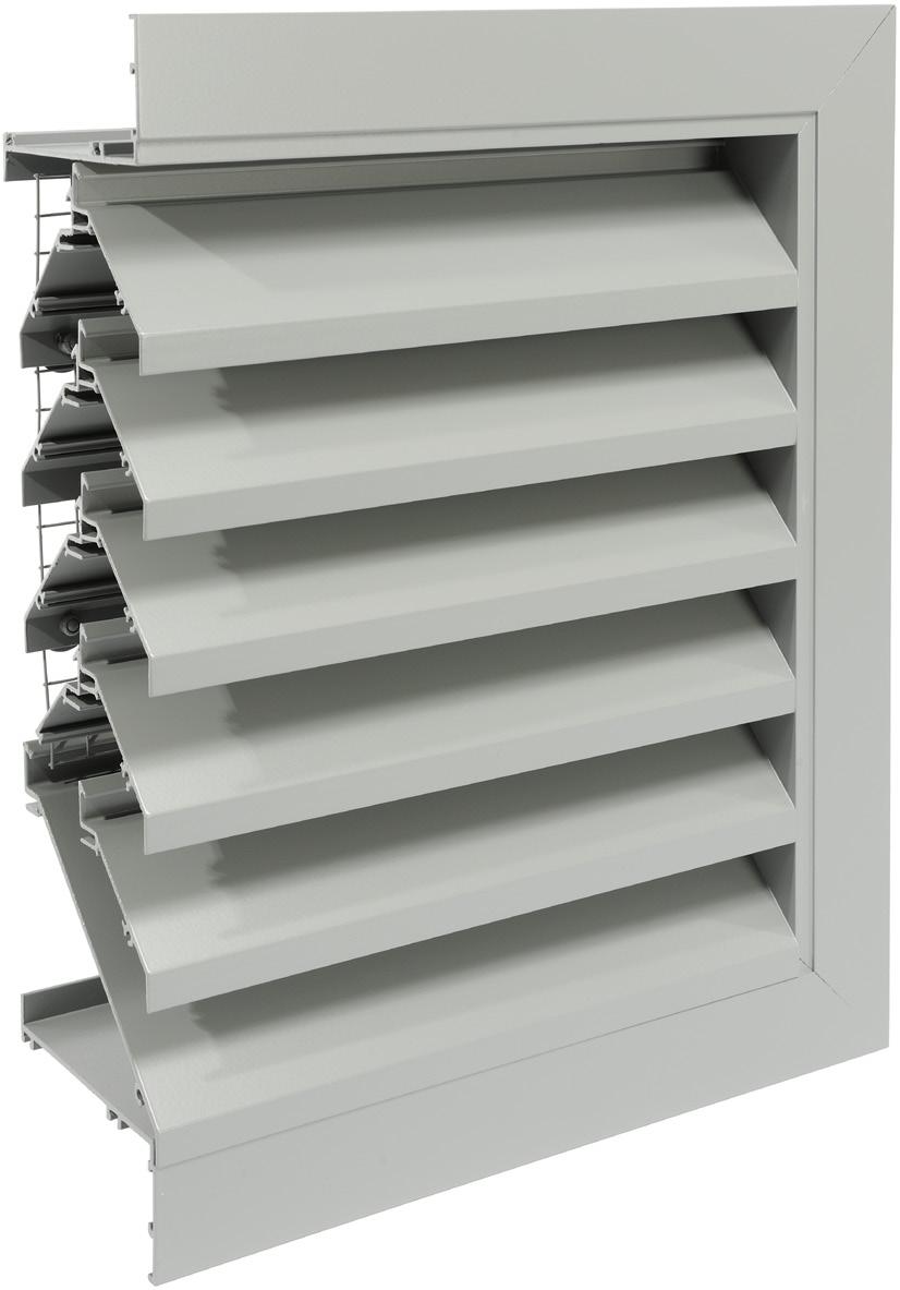 BL 50DB Series BL50DB Double Bank Aluminium Louvres Aluminium extrusions type 6063-T6 to BS1474 having a minimum thickness of 1.6mm. Mitred frame joints TIG welded for additional strength.