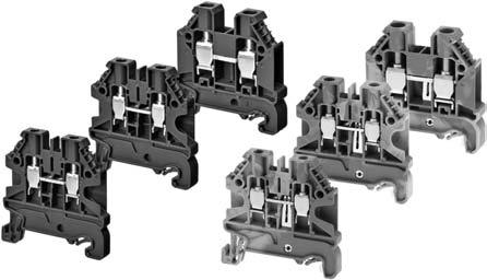 New Product DIN Track Terminal Blocks with Screw Terminals XW5T Global-standard DIN Terminal Blocks for Control Panels Wires held with screws.