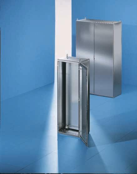 Free-standing enclosures ES 5000 Enclosure sealed at the sides and top, with 25 mm system punchings Lockable door with threepoint lock and three hinges (130 ), adjacent door latched via lockable