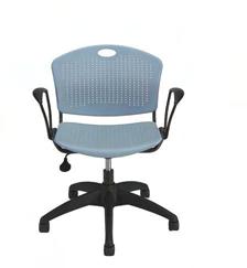 Anytime, Basic Task Swivel-only mechanism Pneumatic seat height Five arm base: reinforced black plastic Hard dual wheel casters: black Seat and back cushions, if selected: base grade fabric or fixed