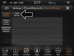 Uconnect 4C, 4C NAV: Pair Your iphone: Complete The iphone Pairing Procedure: Uconnect 4C & 4C NAV 1.