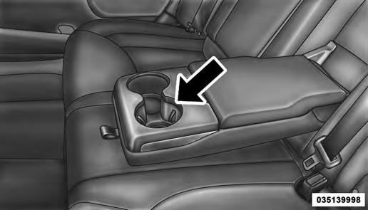 UNDERSTANDING THE FEATURES OF YOUR VEHICLE 185 3 Rear Seat Cupholders Lighted Cupholders If Equipped On some vehicles the rear cupholders are equipped with a light ring that illuminates the