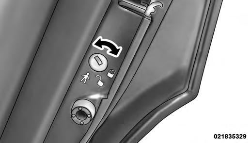 Insert the tip of the emergency key into the lock and rotate to the lock or unlock position. 3. Repeat steps 1 and 2 for the opposite rear door.