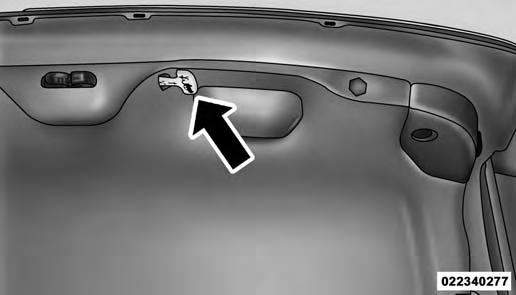 36 THINGS TO KNOW BEFORE STARTING YOUR VEHICLE Trunk Emergency Release As a security measure, a trunk internal emergency release lever is built into the trunk latching mechanism.