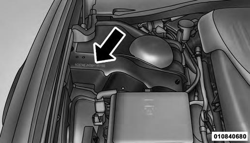 The vehicle identification number (VIN) is also located on the right front strut tower inside the engine compartment. VEHICLE MODIFICATIONS/ALTERATIONS WARNING!