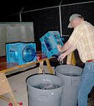 Water rinse procedure 11. Open water bottles and pour into clean garbage cans. Empty distilled water into cans 12.
