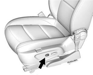 . Raise or lower the front part of the seat cushion by moving the front of the control up or down.. Raise or lower the entire seat by moving the rear of the control up or down.