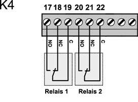 Fitting instructions 7.5 Connecting the signal outputs Connecting the signal outputs, terminal strip 4 (K4) Relay 1 (locking status) serves to indicate the door status "Open" or "Closed".