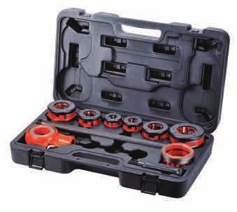 MANUAL PIPE THREADER SETS Sets include everything needed for manual threading of pipes. The manual ratchet assembly includes the reversible ratchet head, extension handle and grip.