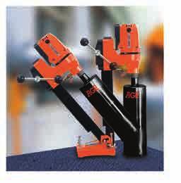 WET DIAMOND CORE DRILL Can drill at any angle from 0 to 45 degrees. Can be anchored for use with up to 120mm bits. High output motor for faster drilling.