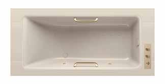 570 570 1800 1800 800 800 Under-mount bathtub 1800 x 800 mm with Soft-Air massage, water chromotherapy, deck mounted thermostatic faucet, bath filler with pop up waste and overflow and brass handles.