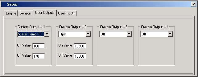 Figure 4 - User Output Page 6.5 User Input Setup The User Inputs page is the final tab in the Setup menu. Two types of configurable input channels are available, analog and digital.
