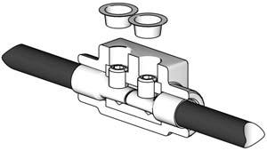 When torqued to 60 in-lbs (6.78 N m) setscrews will be approximately flush with connector. See FIG. 0. f. Insert cap plugs over setscrews. See FIG. 0. Cap plugs FIG.