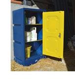 Free standing cabinet for the safe storage of pesticides and other farm
