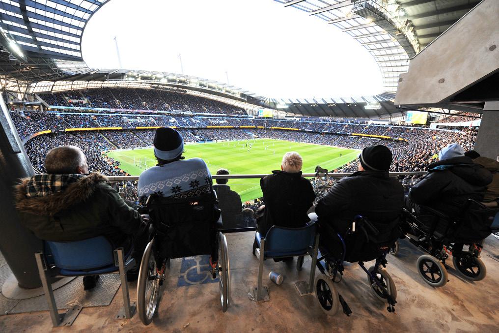 WHEELCHAIR USERS - LEVEL THREE Accessible viewing areas are located in the Colin Bell Stand and East Stand The personal assistant sits immediately in front of the wheelchair user There is an
