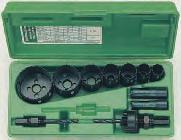 Variable Pitch Bi-Metal Hole Saw Kits Several kits available in rugged plastic cases. Heavy-duty back plate increases stability, reduces vibration and ensures concentric running.