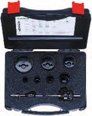 HSS Bi Metal Hole Saw Kit ISO Sizes according to EN 50262 Cut through steel, non-ferrous-metal, cast iron, stainless steel, wood and plastic.