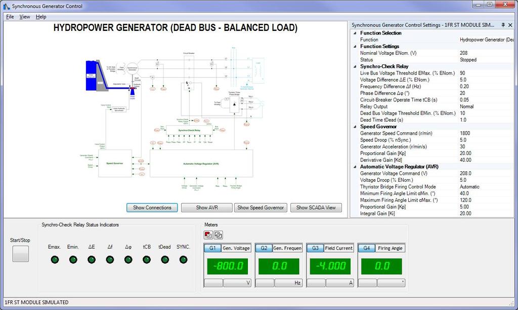 Synchronous Generator Control Function Set (Optional) 9069-A0 The Synchronous Generator Control Function Set enables the control of synchronous generators using different prime movers (emulated using