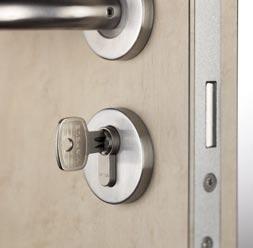Lever Handle Sets Profile Cylinders For door thickness 35-50 mm Lever Handle Set includes: Mortise lock with reversible latch Escutcheon Profile Cylinder with Thumbturn (60mm) 3 keys : 489.10.