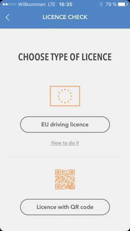 3. The driving licence check 3.1 Selecting the check procedure After registration, click on New check to get to the main menu. Click on Start new check to initiate the process.