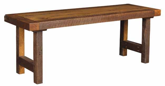42" Barnwood Bench with Fabric Seat Item #2302F - 42 w x 16 d x 18 h Fabric: Boulder Brown Shown in Michaels Cherry Finish Available in: Item #2303 - Barnwood Bench Item #2302L - With Leather Seat 48