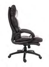 It is supplied fully upholstered in black faux leather and comes with chrome arms and base as standard.