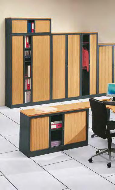 FILING CABINETS / TAMBOURS Tambours Cupboards with classic tambour doors from PVC certified M1 or M2 fire resistant.