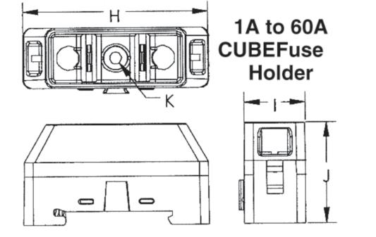 CUBEFuse Finger-safe Fuse Holder System Diamensions for CUBEFuse Fuse Holder Low Voltage Branch Circuit CUBEFuse Holder Catalog Numbers Catalog CUBEFuse Wire Range (Cu/AWG) Dimensions - in (mm)
