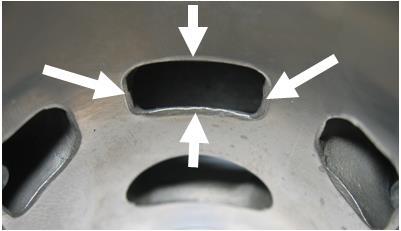 All ports have chamfered edges to prevent ring snagging. Any additional machining is not permitted.