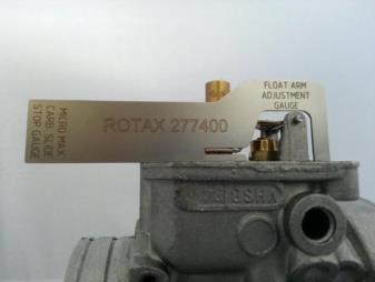 Needle of needle valve marked with diamond symbol INC only (see picture right) Start jet is stamped with the digits 60 Optional items ROTAX part no.