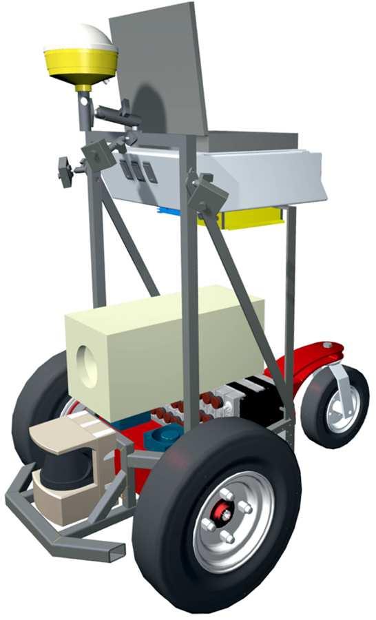 A large 10 pneumatic caster is also chosen to prevent hangups on course obstacles such as ramp lips.