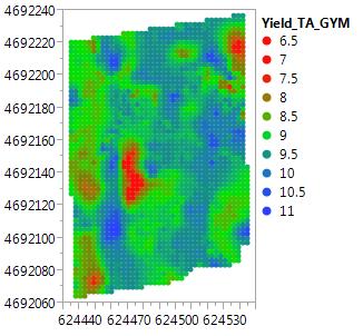 Y Y Linear NDVI TA_Harvest at 1.4 factor 2.75.3 3.75.7 7.1 4.75 5.75 7.5 7.9.75 7.75 8.3 8.7 9.1 9.5 9.9 8.75 9.75 10.
