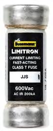 Class T Fast-acting, Limitron JJN and JJS JJN (300 Vac up to 1200 A) and JJS (600 Vac up to 800 A), current-limiting, 200 ka IR AC UL Std.