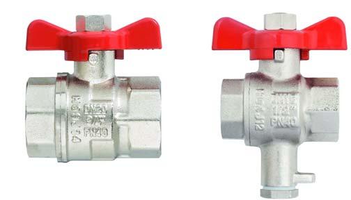 Ball valve for pipeline systems in brass, nickel-plated