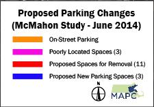 Removal of 4 Spaces on Washington Street north of Central Street West Side There is 1 unrestricted/unsigned space designated for removal on the west side of Washington Street, located outside of the