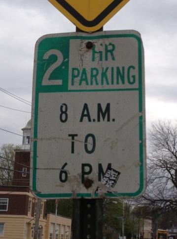 2 Hour (8am-6pm) and handicap parking spaces.