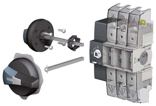 Direct front operation with handle External operation front, left side or right side The SRCO M is a 3 pole load break switch which is available
