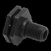BFA SERIES BULKHEAD FITTINGS LARGE FLANGE Bulkhead Fittings are used to make quick and easy piping connections to tanks. 1/2" 3/4" 1" END CONN.